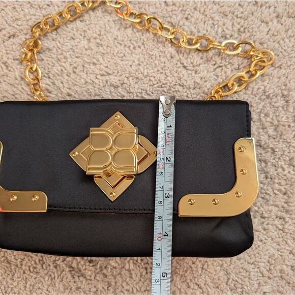 BCBGMaxAzria Black Nylon/Satin Clutch With Gold Hardware - Picture 6 of 7